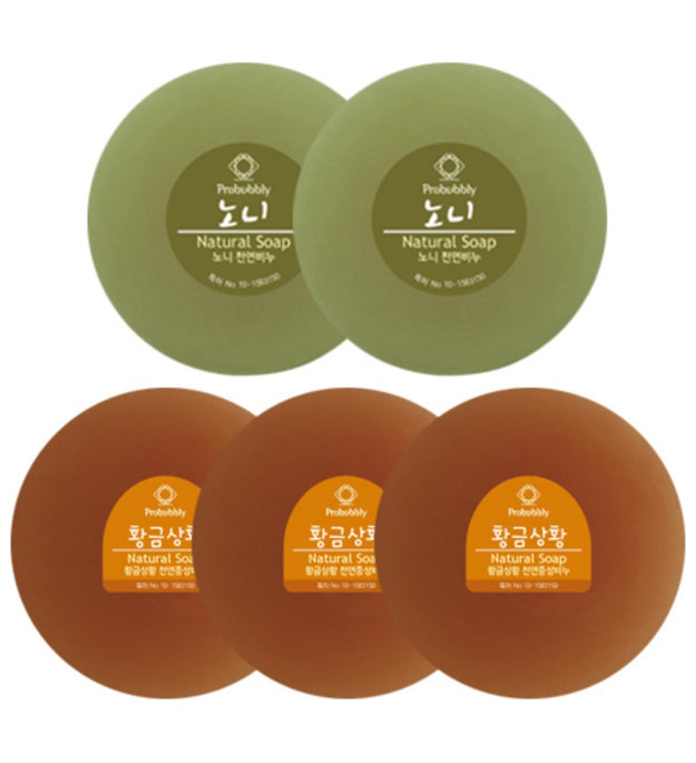 Probubbly Neutral Soap Noni 110g x 2p + Sanghwang Mushroom 110g x 3p Set