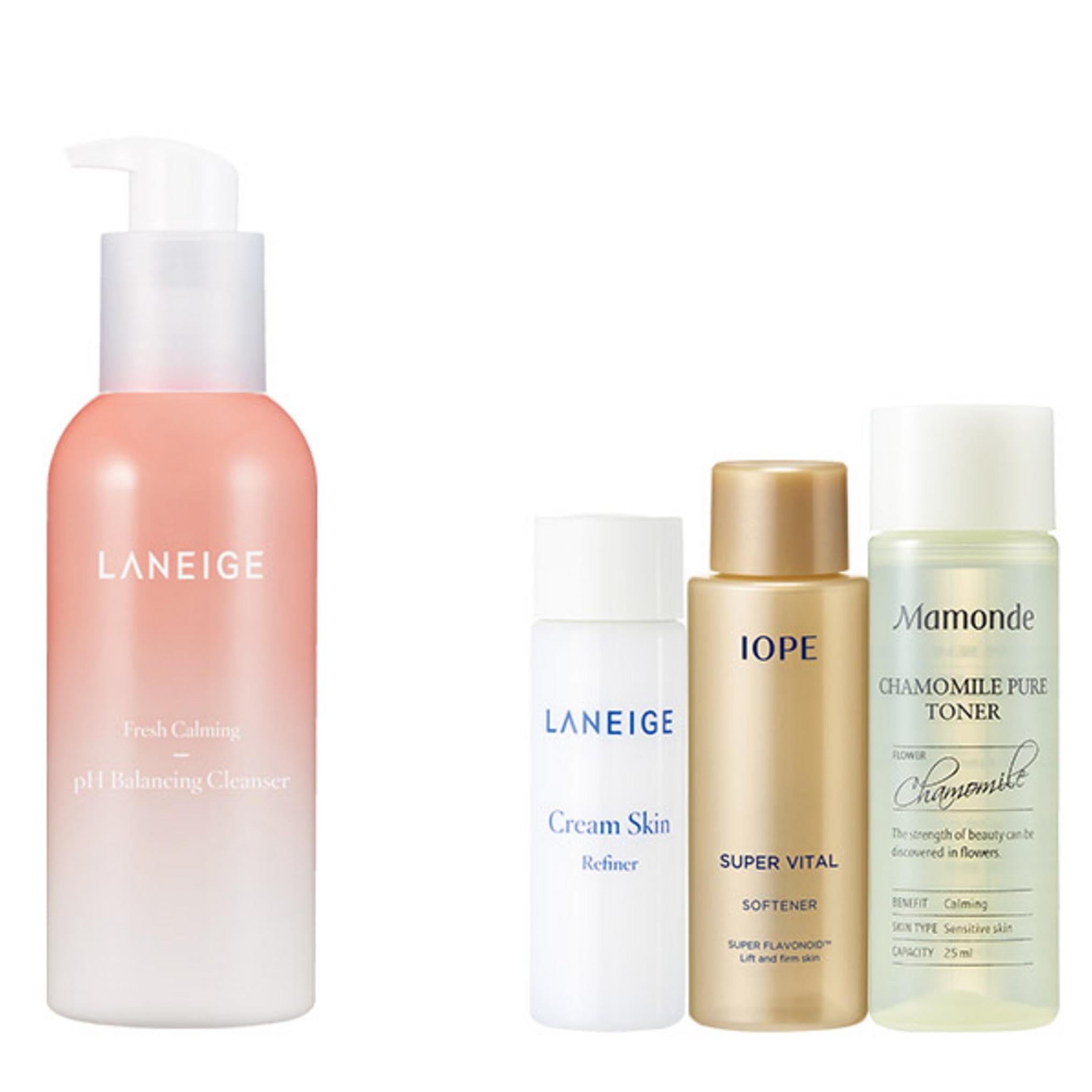 Laneige Fresh Calming pH Balancing Cleanser 230ml + Amorepacific Basic Care 3 types