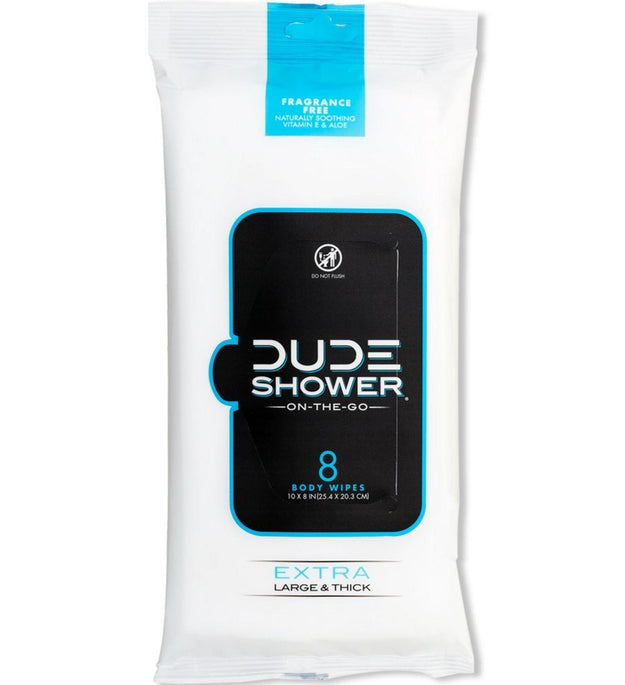 Dude Shower Body Wipes Fragrance Free Extra Large & Each 25.4 x 20.3cm