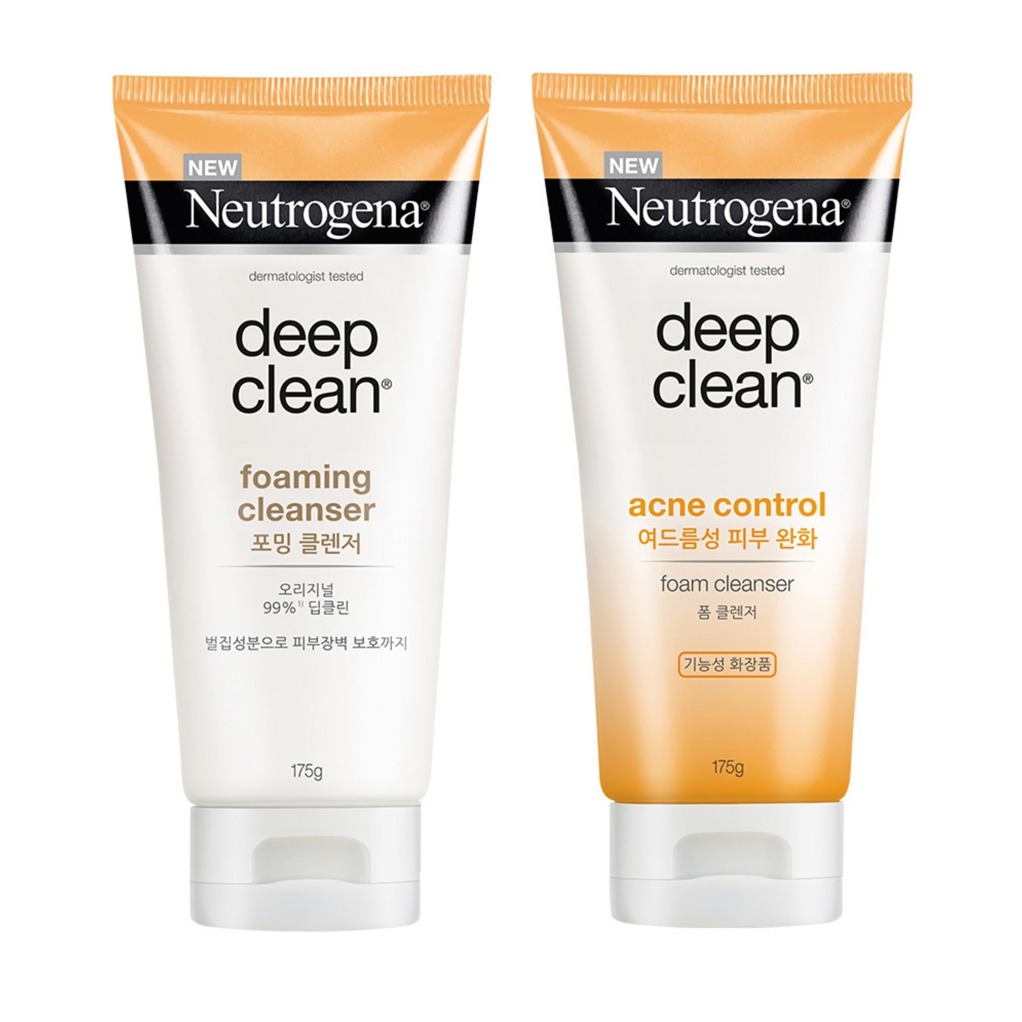 نيوتروجينا منظف رغوي عميق التنظيف 175 جم + منظف رغوي لحب الشباب 175 جم مجموعة نوعين