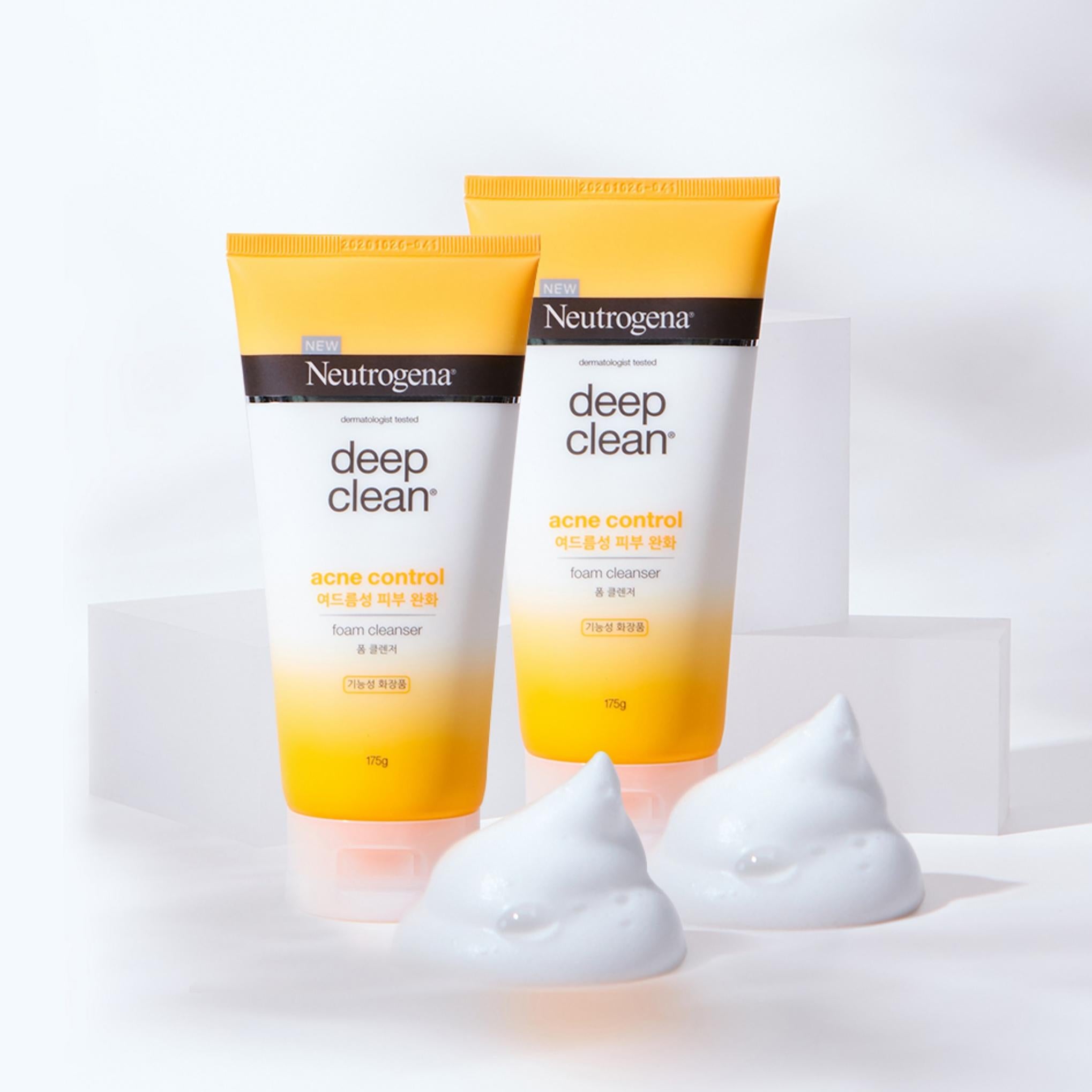 نيوتروجينا منظف رغوي عميق التنظيف 175 جم + منظف رغوي لحب الشباب 175 جم مجموعة نوعين