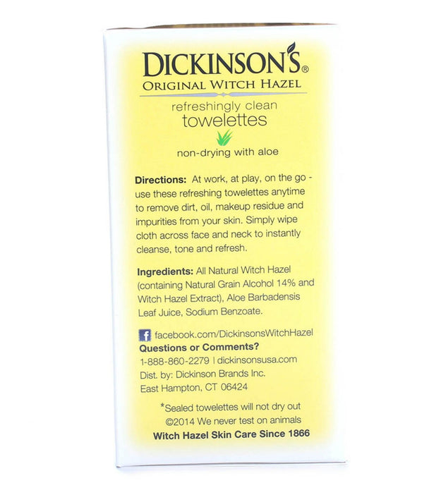 Dickinson's オリジナル ウィッチヘーゼル オン ザ ゴー リフレッシュ クリーン タオル アロエ