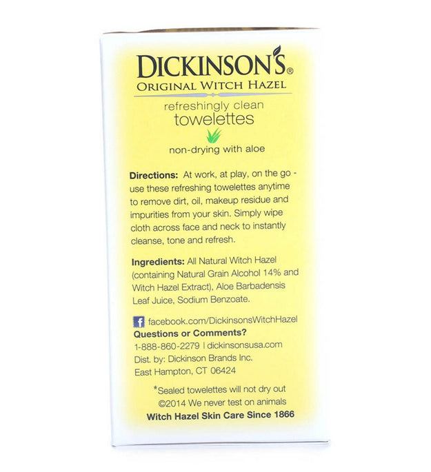 Dickinson's オリジナル ウィッチヘーゼル オン ザ ゴー リフレッシュ クリーン タオル アロエ