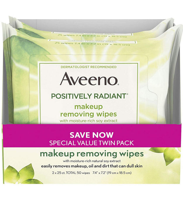 Aveeno Positively Radiant Makeup Removing Wipe 19 x 18.5cm