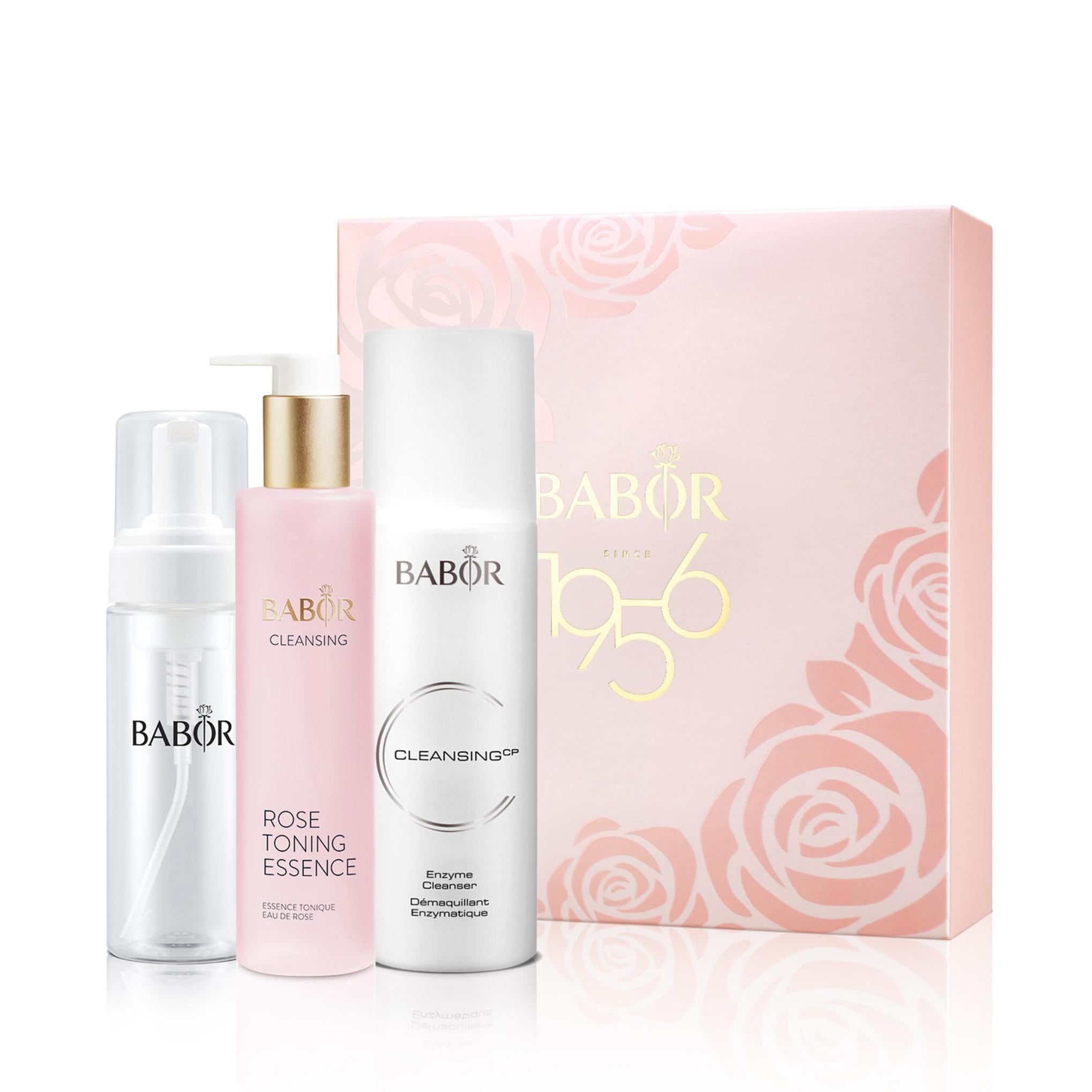 Conjunto de limpador enzimático e tônico de rosas da BABOR