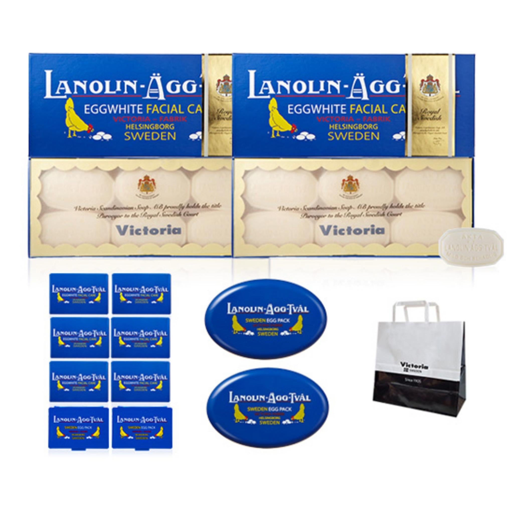 Шведский набор для лица с яйцом, масляным ланолином и розовой водой, 2 комплекта