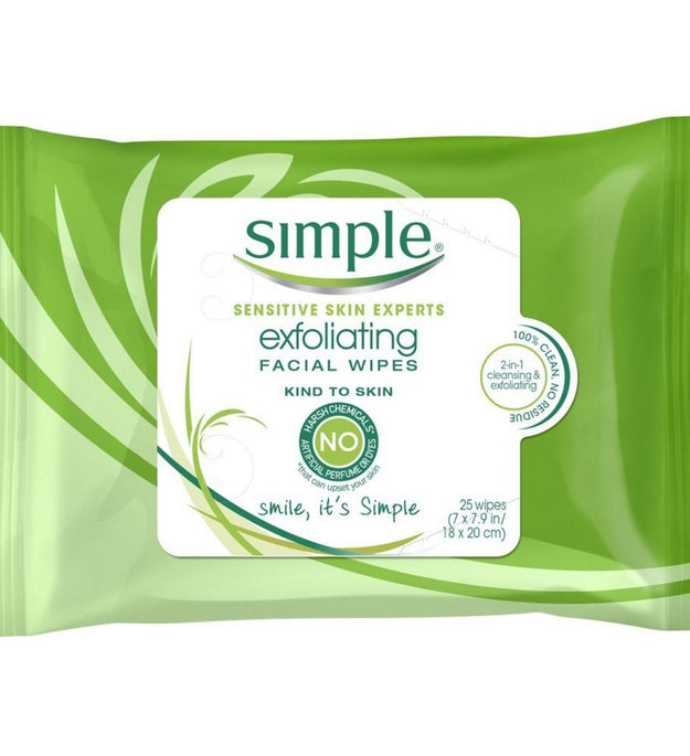 Simple Exfoliating Facial Wipe 18 x 20cm 25pcs
