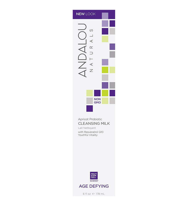 Andalou Naturals Leche limpiadora probiótica de albaricoque que desafía la edad