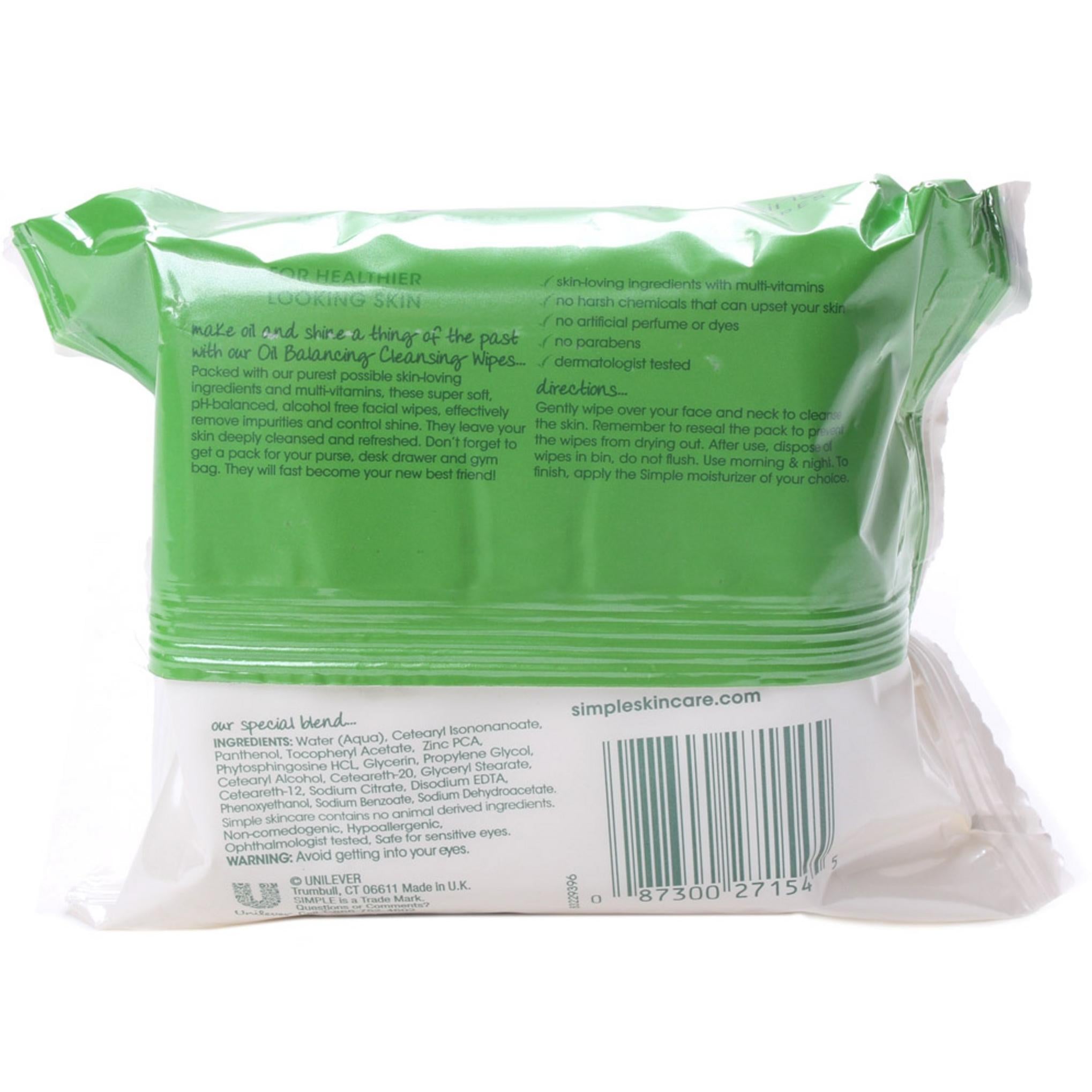 Lingettes nettoyantes équilibrantes simples pour le sébum