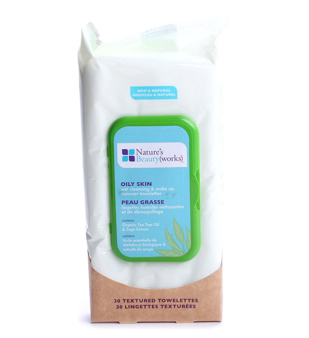 Nature's Beauty Works Wet Cleansing & Makeup Remover Towelette Oily Skin