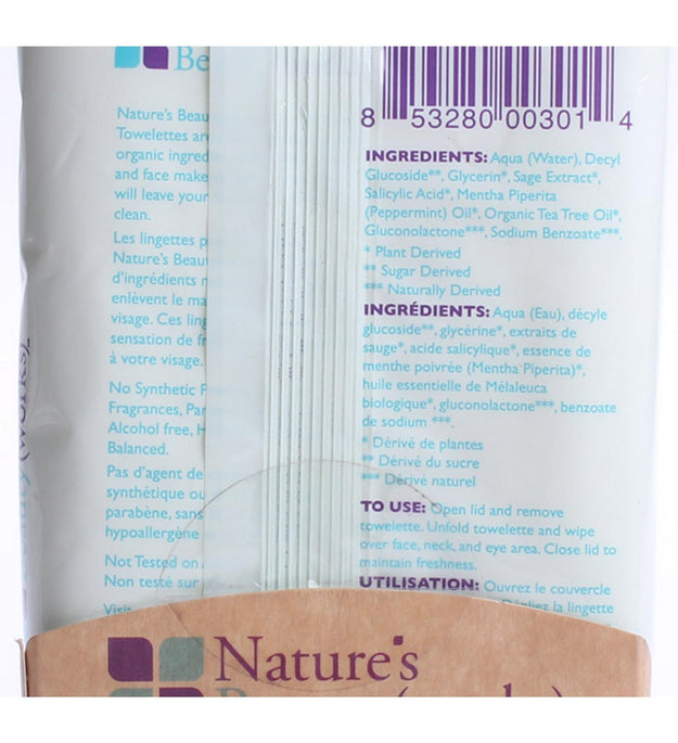Nature's Beauty Works Wet Cleansing & Makeup Remover Towelette Oily Skin