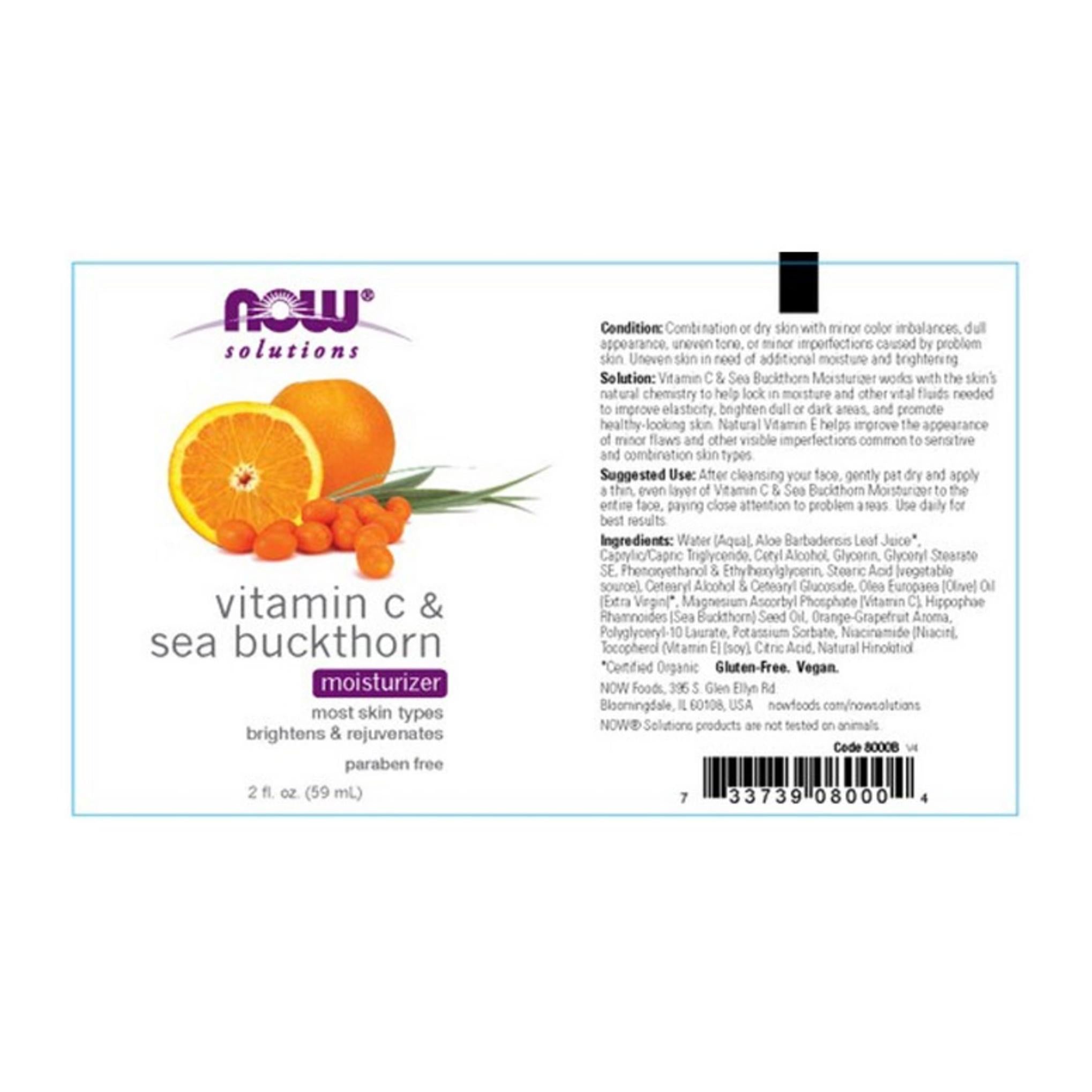 Crème hydratante à la vitamine C et à l'argousier Now Foods