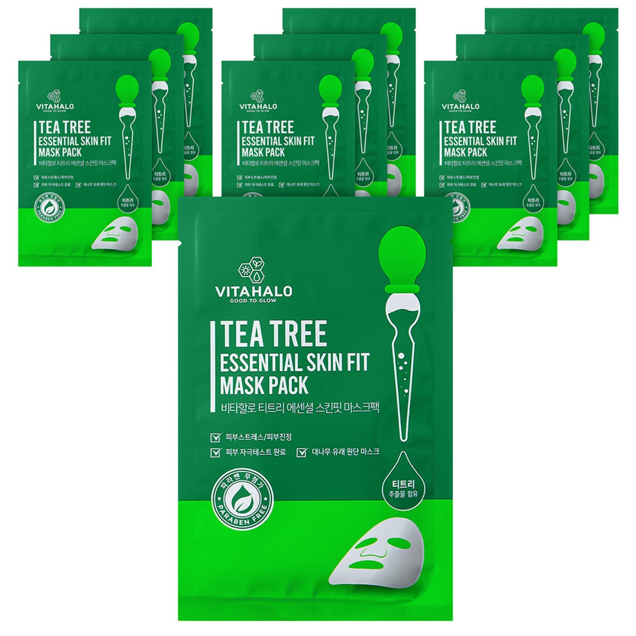 Paquete de mascarillas esenciales para el cuidado de la piel con árbol de té de Vita Halo