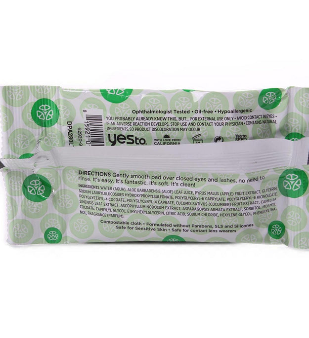 Yes2 Almohadillas desmaquillantes de ojos con pepino