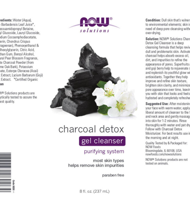 Now Foods Charcoal Detox Gel Cleanser Purifying System Most Skin Type