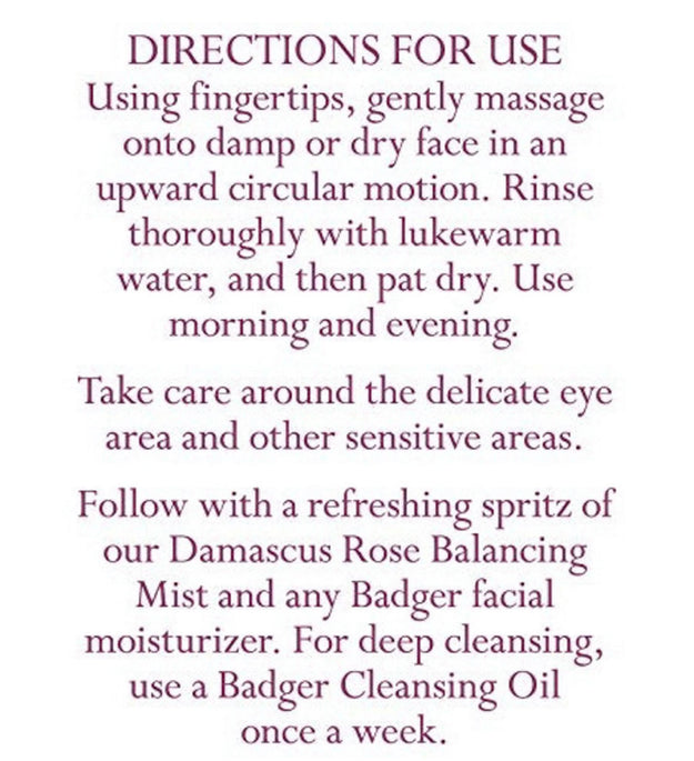 Badger Cleansing Milk Damascus Rose