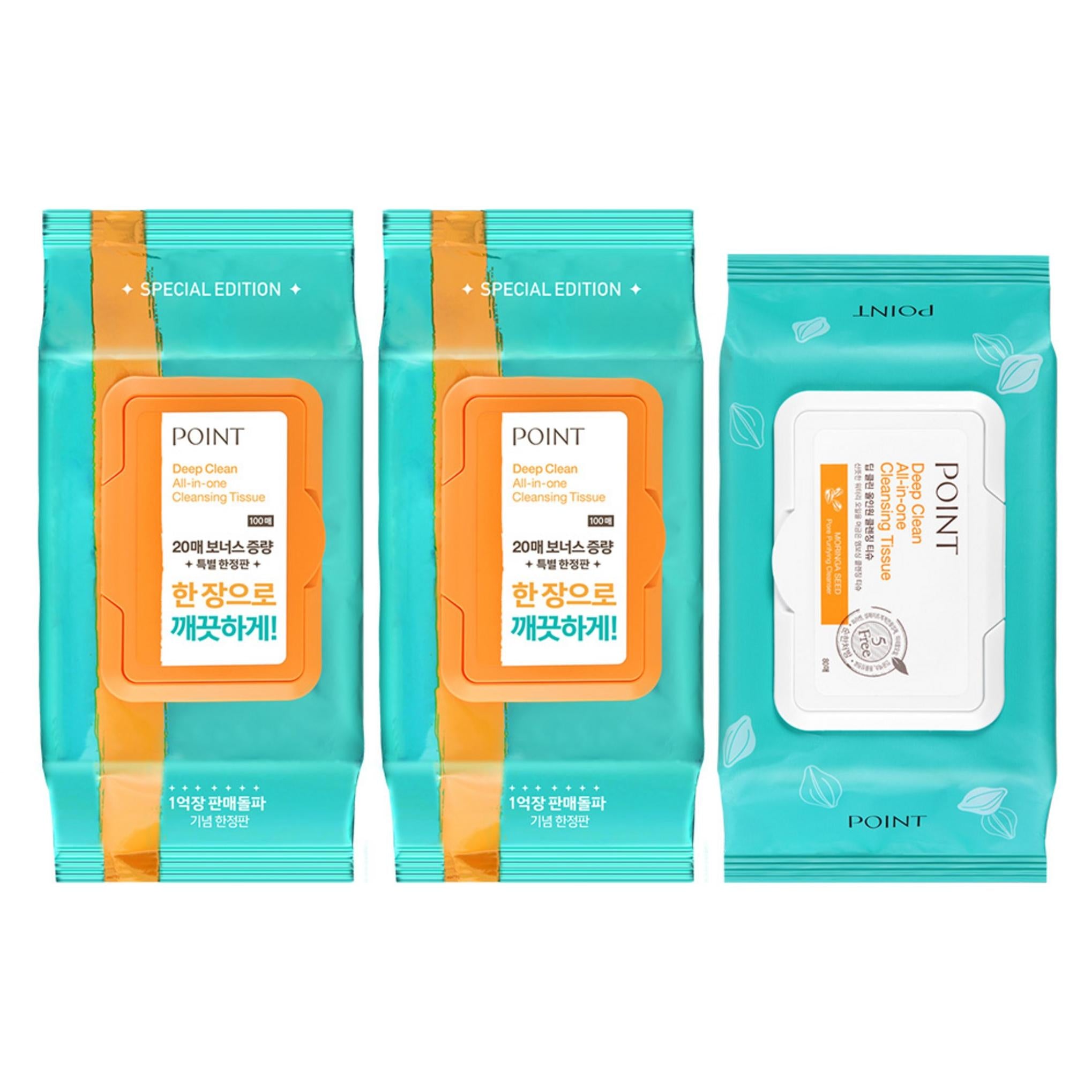 Point Deep Clean All-in-One Reinigungstücher 100 Stück x 2 Stück + 80 Stück Set