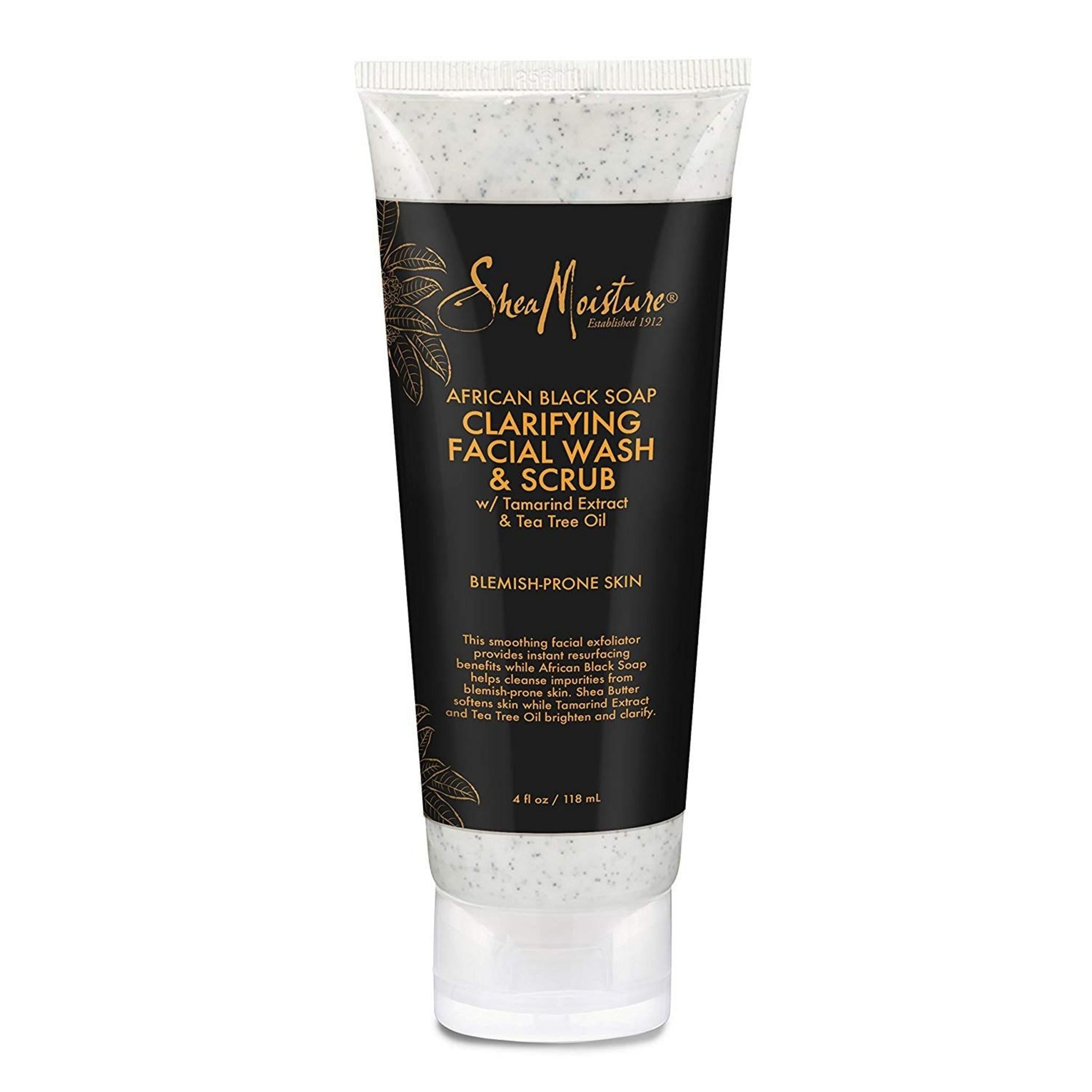 Shea Moisture Savon Noir Africain pour Peau à Problèmes Nettoyant et Gommage Visage