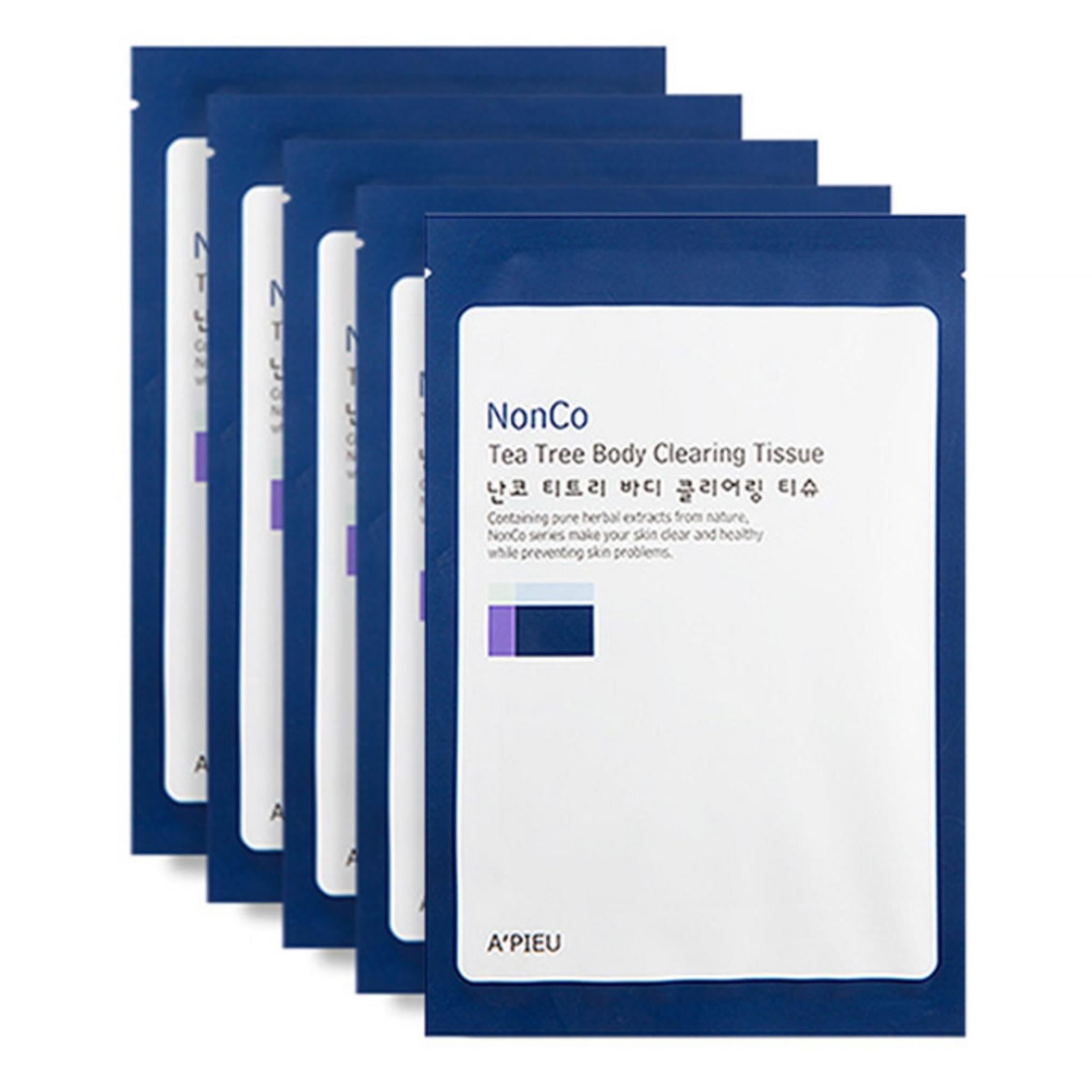 APIEU نونكو مناديل تنظيف الجسم بشجرة الشاي 23 جم