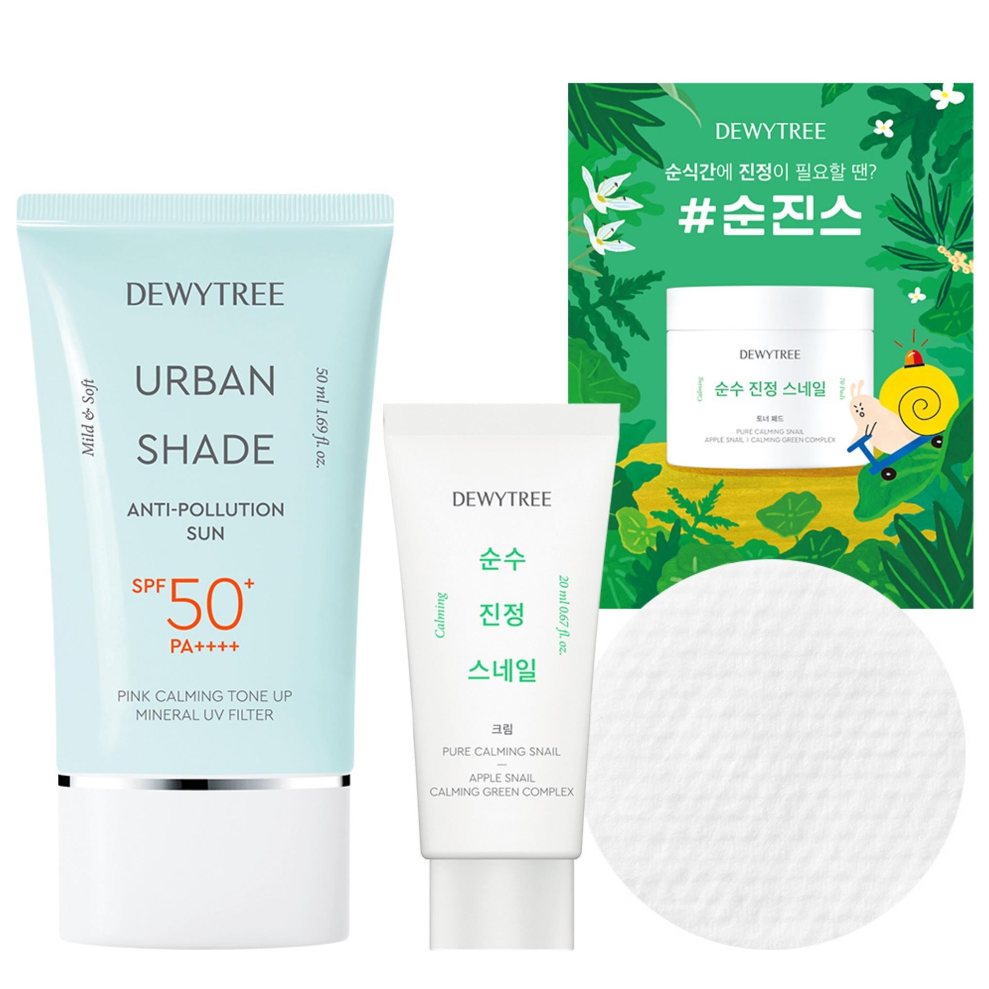 Dewytree Urban Shade Anti-Pollution Sun SPF50+ PA++++ 50ml + Cream 20ml + Toner Pad Set