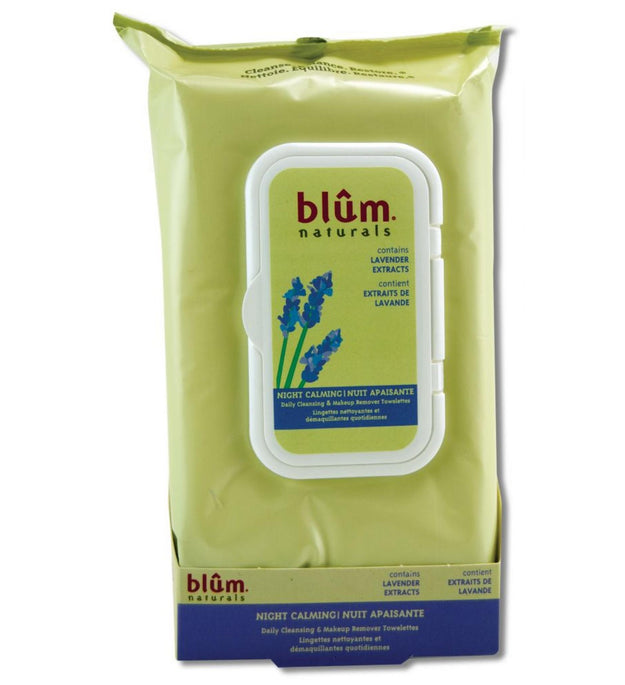 Blum Naturals Night Calming Daily Cleansing & Makeup Remover Towelette Lavender Extract