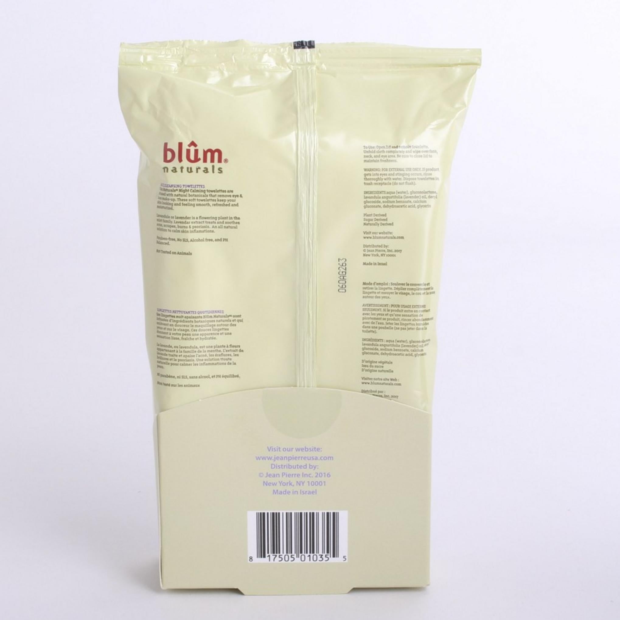 Salviettina Detergente Quotidiana Calmante Notturna Blum Naturals e Struccante Estratto di Lavanda