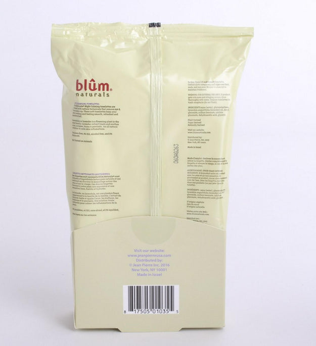 Blum Naturals Night Calming Daily Cleansing & Makeup Remover Towelette Lavender Extract
