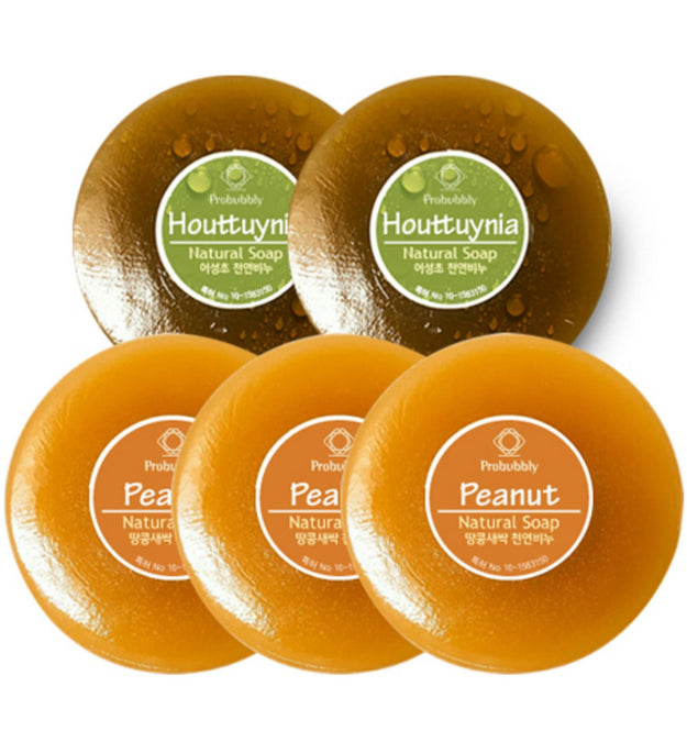 Probubbly Eoseongcho Soap 110g x 2p + Peanut Sprout Neutral Soap 110g x 3p Set